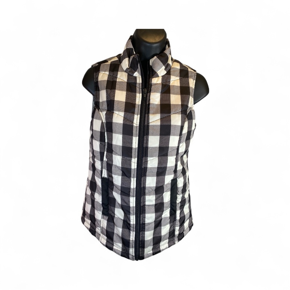 Red Camel Women’s Black White Buffalo Plaid Puffer Vest XS - Picture 6 of 6